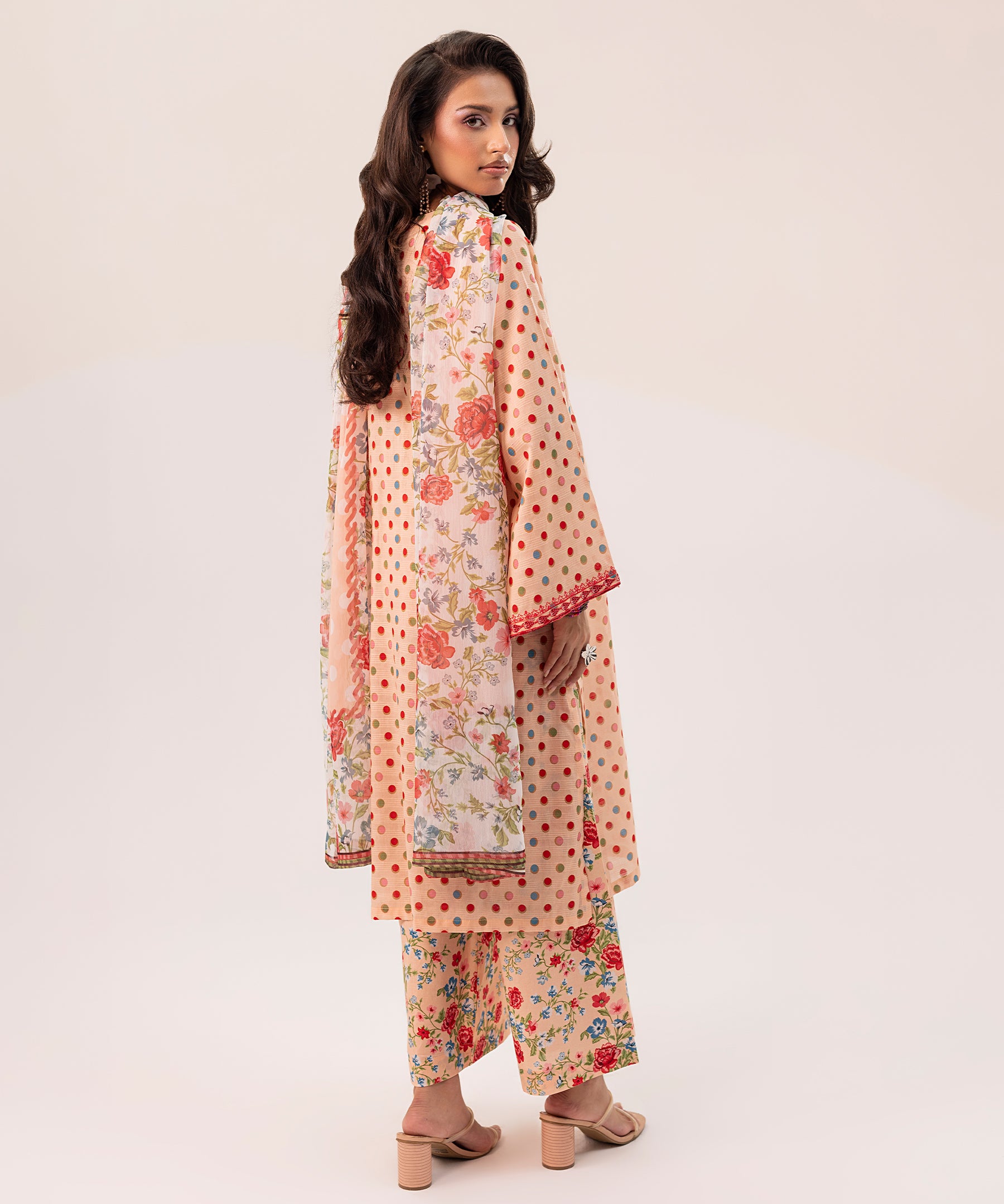 3PC Printed Embroidered Suit - LDS 1083