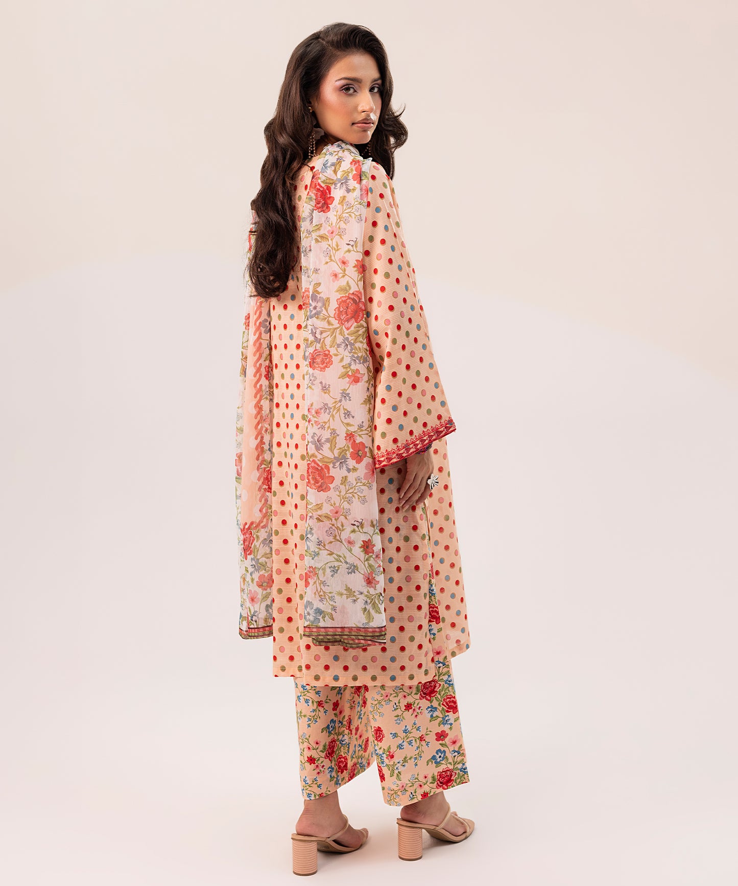 3PC Printed Embroidered Suit - LDS 1083