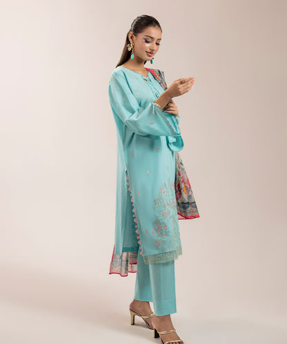 Women Solid Embroidered 3 piece Suit - ARTY53
