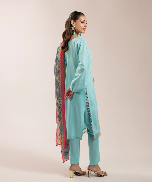Women Solid Embroidered 3 piece Suit - ARTY53