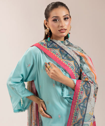 Women Solid Embroidered 3 piece Suit - ARTY53