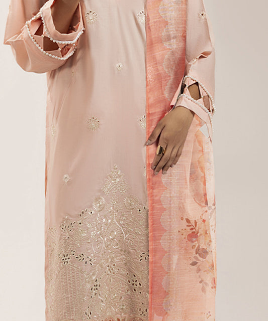 Women Solid Embroidered 3 piece Suit - ARTY54