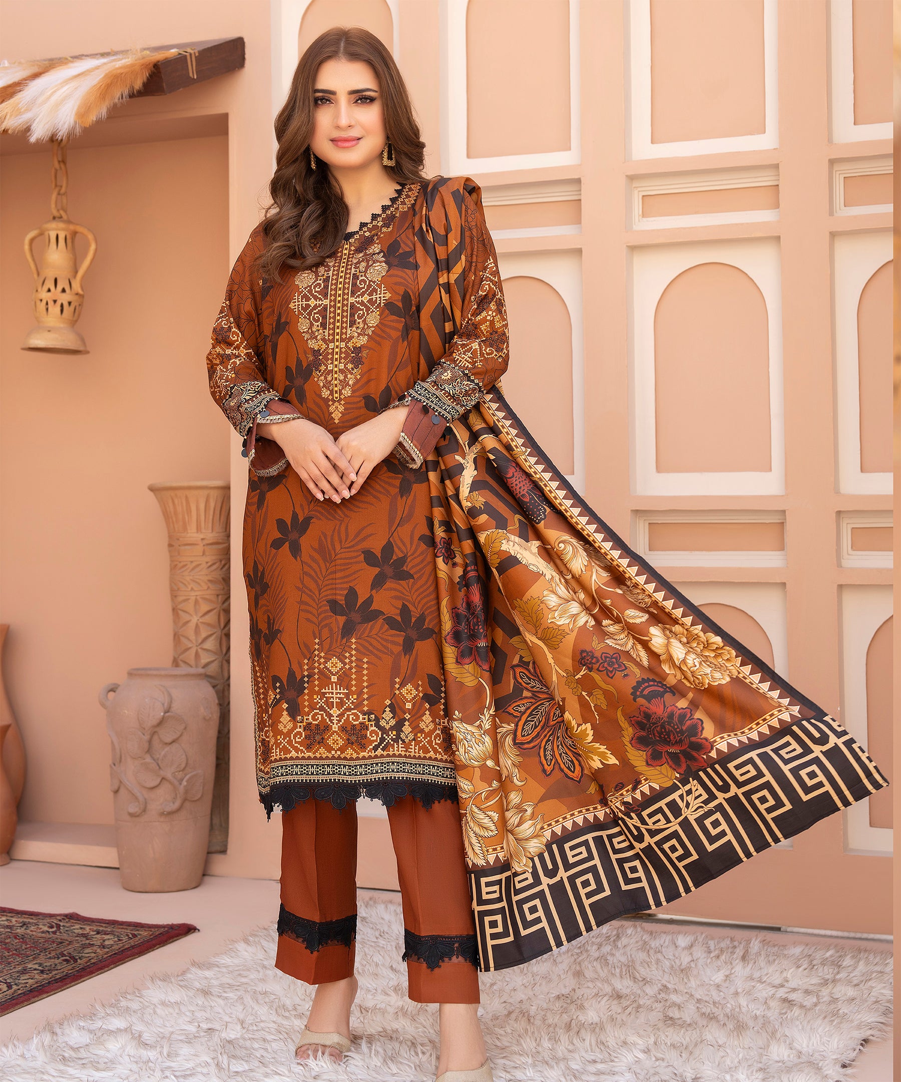 3PC Anarkali Digital Linen 132