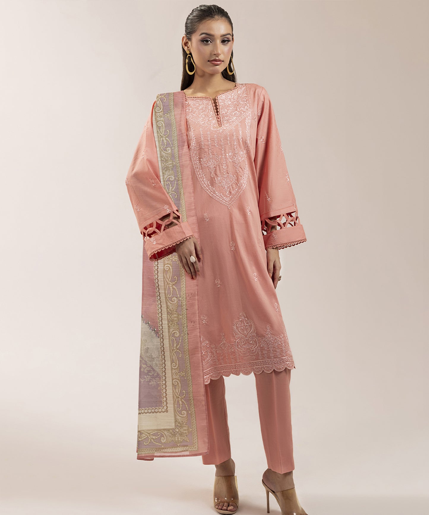 Women Solid Embroidered 3 piece Suit - ARTY61