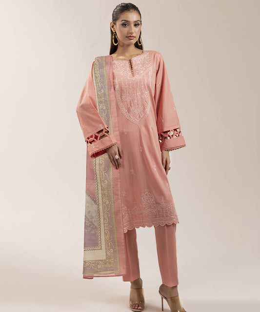 Women Solid Embroidered 3 piece Suit - ARTY61