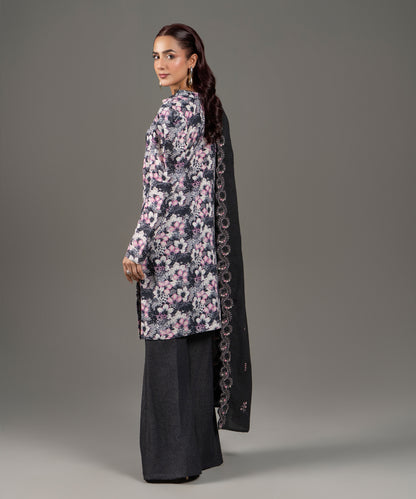 Women Printed Embroidered 3 Piece Suit - CLK636