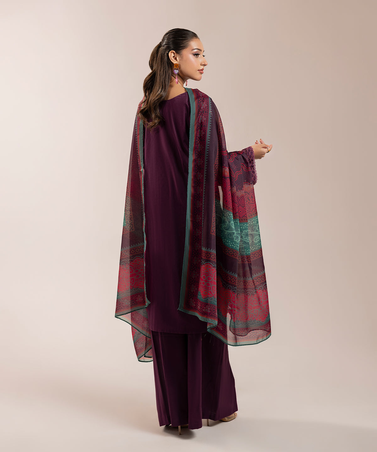 Women Solid Embroidered 3 Piece Suit - ARTY64