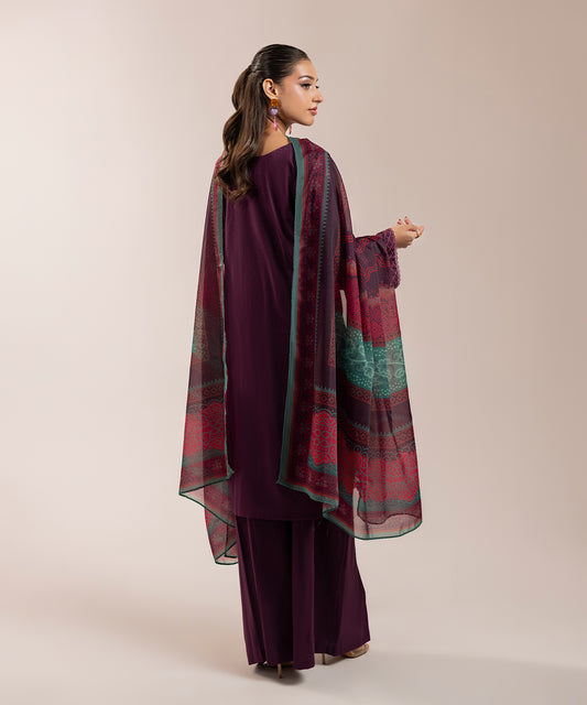 Women Solid Embroidered 3 Piece Suit - ARTY64