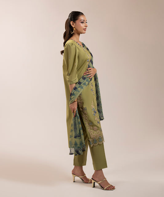 Women Solid Embroidered 3 Piece Suit - ARTY67