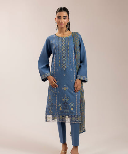 Women Solid Embroidered 3 Piece Suit - ARTY68