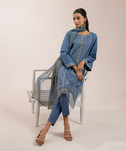 Women Solid Embroidered 3 Piece Suit - ARTY68
