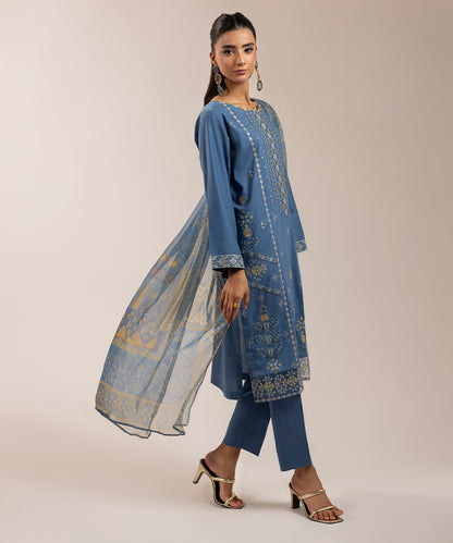 Women Solid Embroidered 3 Piece Suit - ARTY68