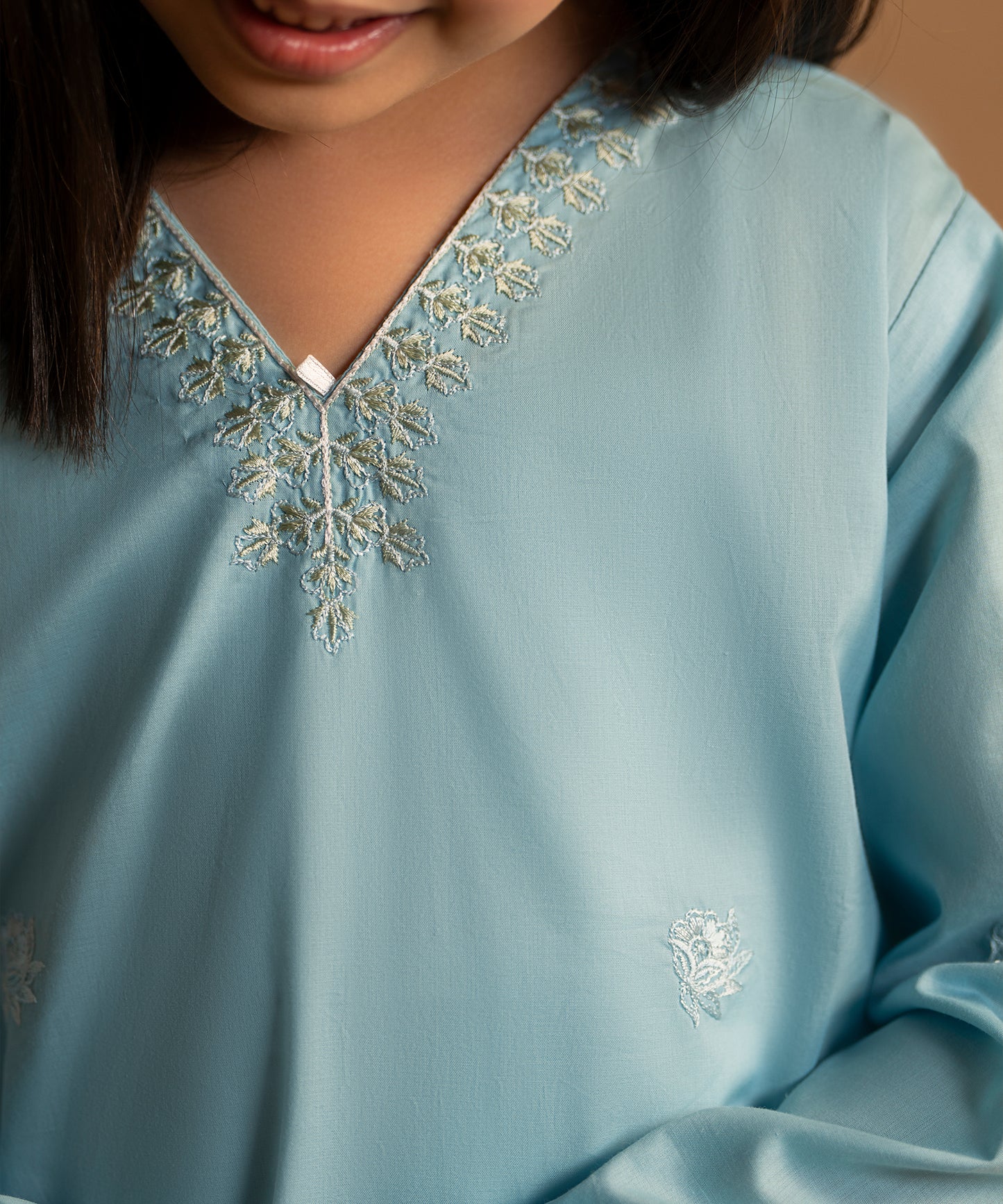 Girl Solid Embroidered 2 Piece Suit  - KDS699