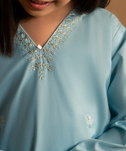 Girl Solid Embroidered 2 Piece Suit  - KDS699
