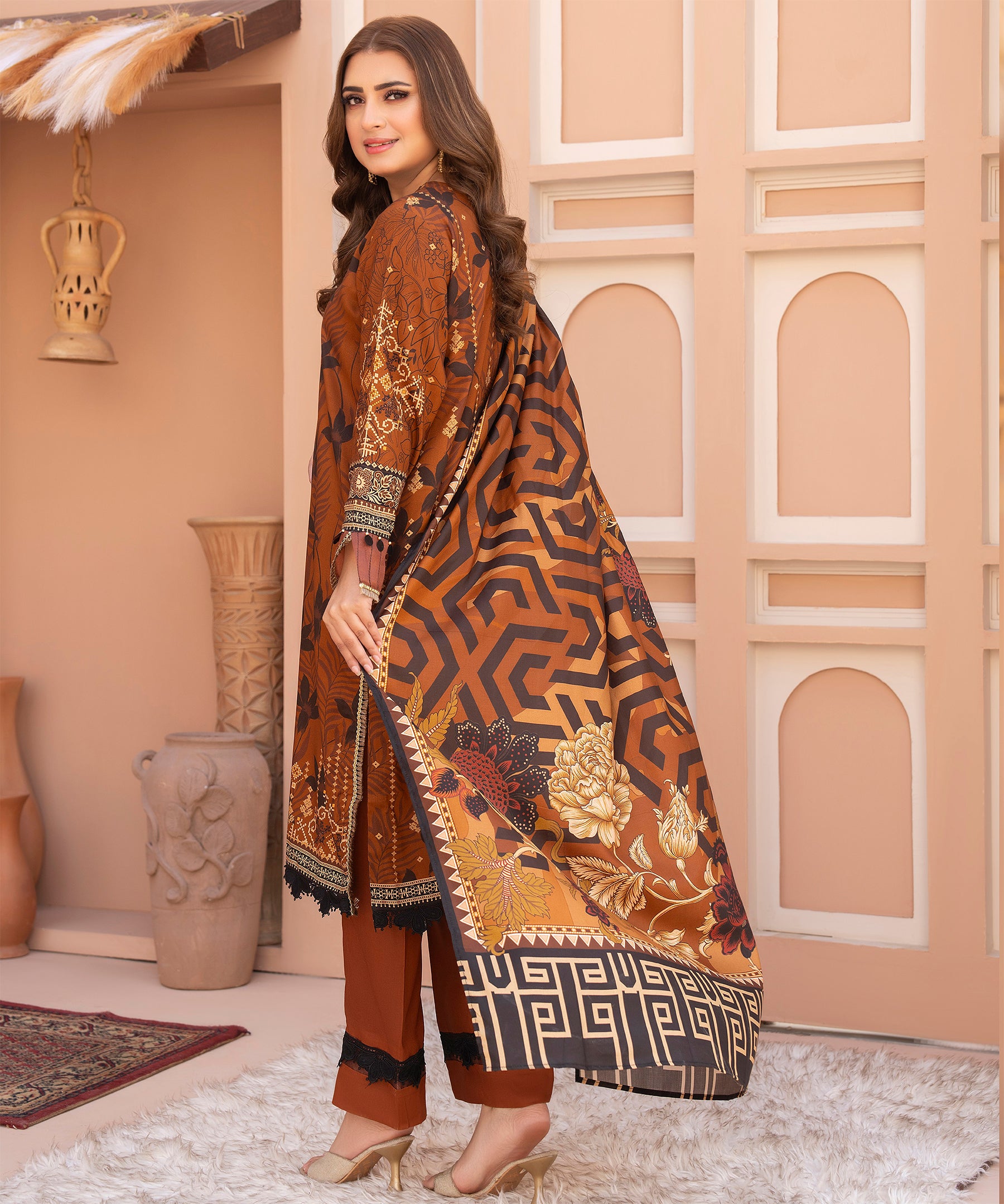 3PC Anarkali Digital Linen 132