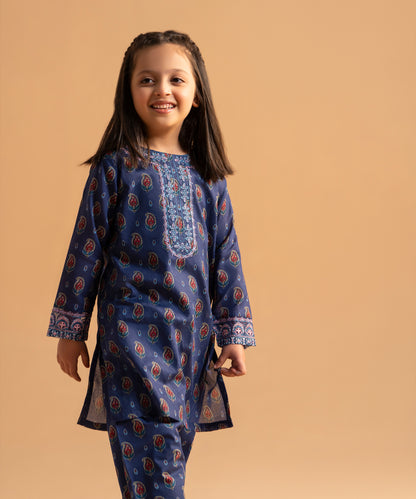 Girl Printed Embroidered 2 Piece Suit - KDS700