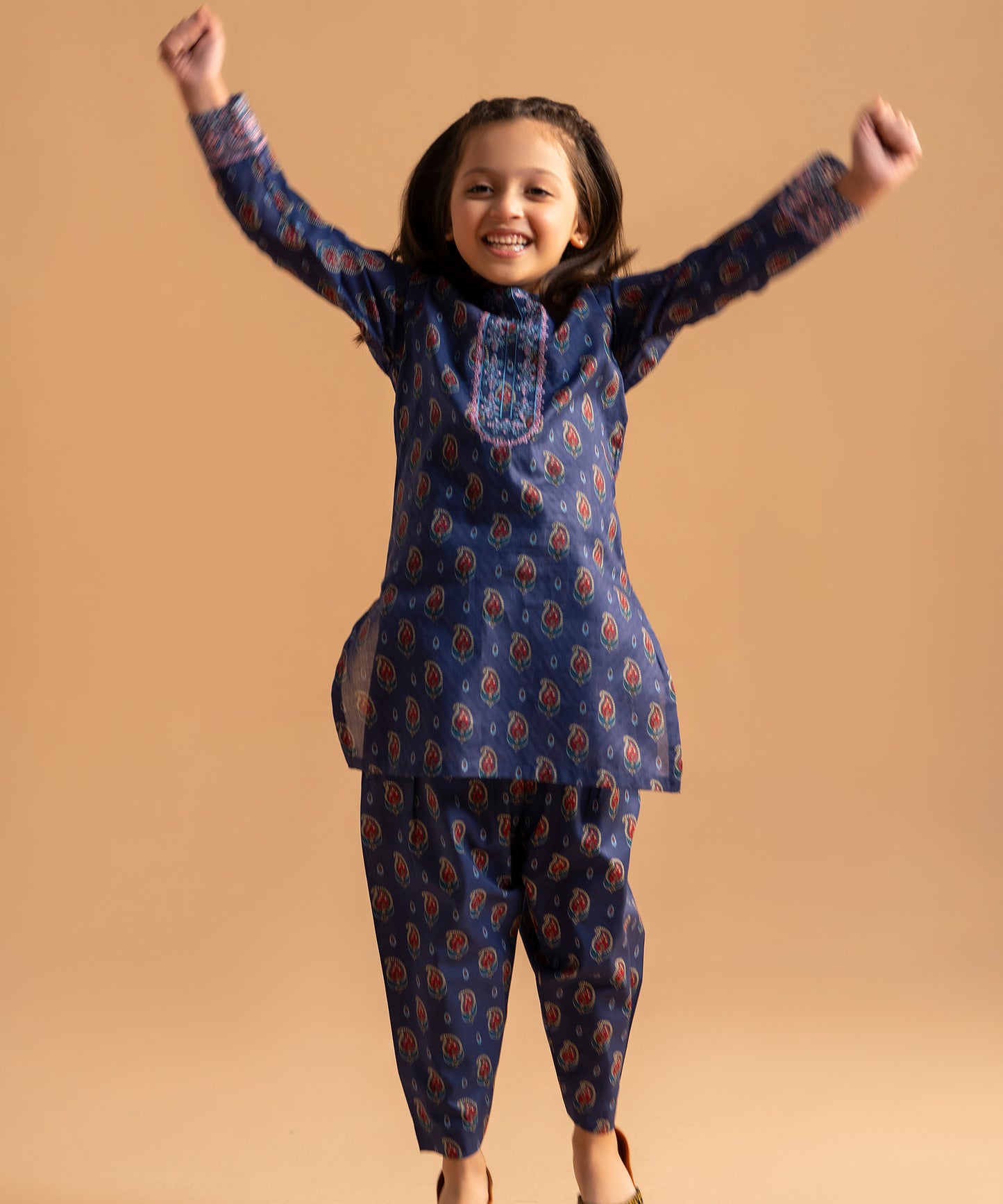 Girl Printed Embroidered 2 Piece Suit - KDS700