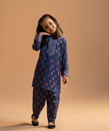 Girl Printed Embroidered 2 Piece Suit - KDS700