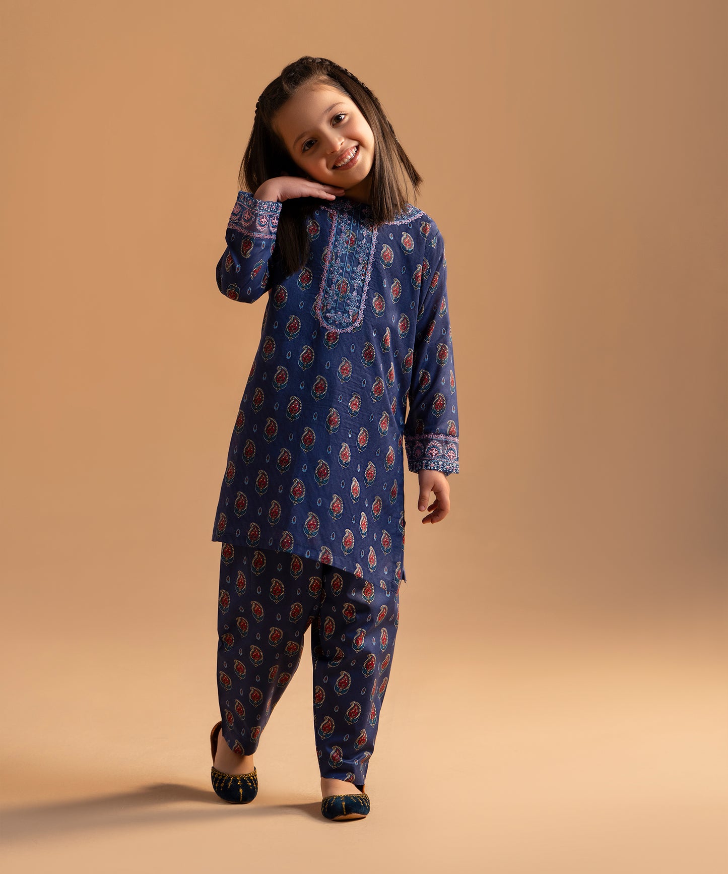 Girl Printed Embroidered 2 Piece Suit - KDS700