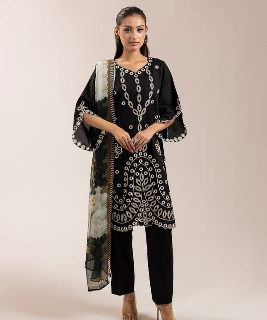 Women Solid Embroidered 3 piece Suit - ARTY70