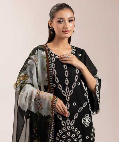 Women Solid Embroidered 3 piece Suit - ARTY70