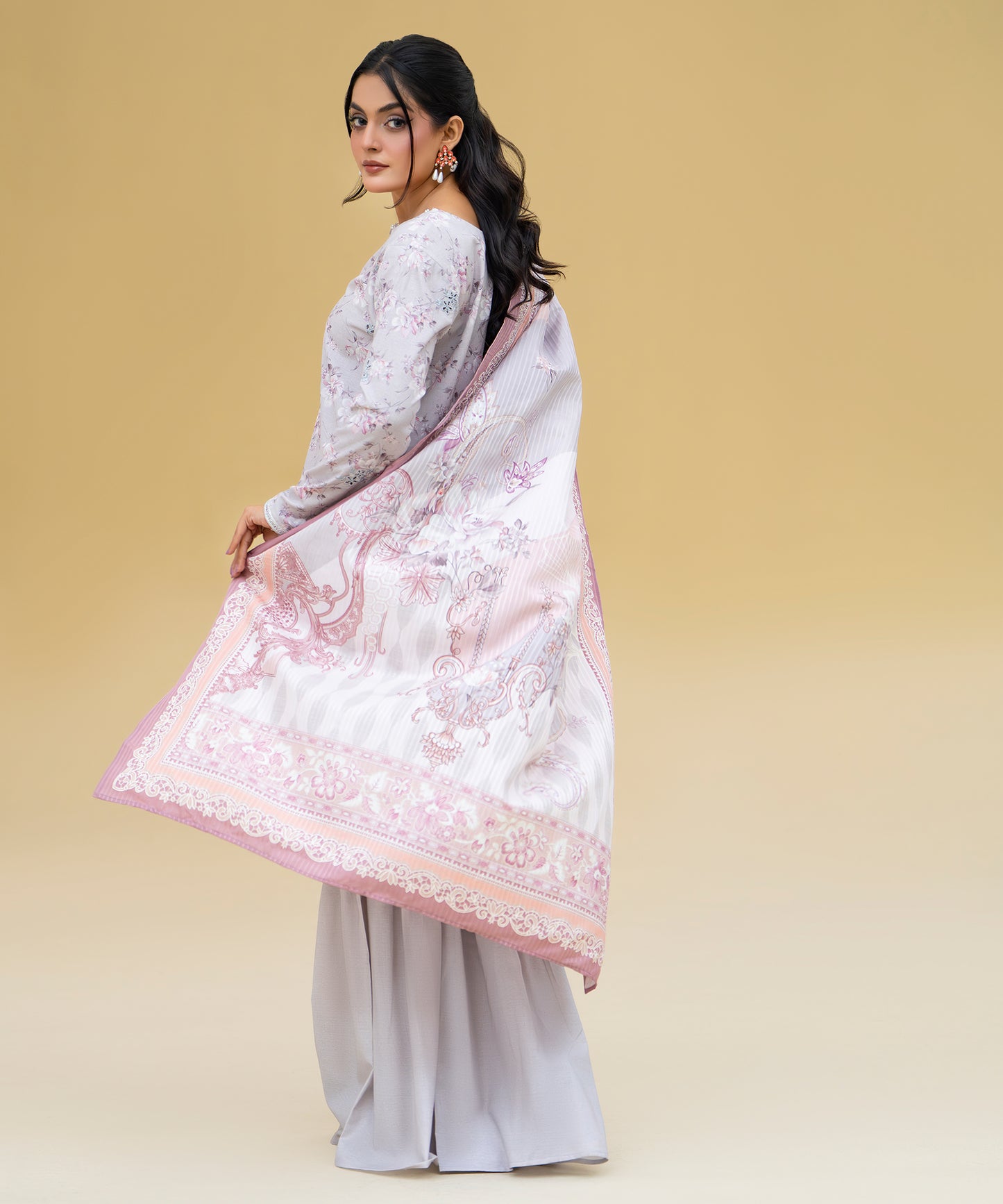 Women Printed Embroidered 3 Piece Suit - CLAC80