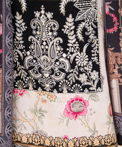 Women Printed Embroidered 3 Piece Suit - CLAC81