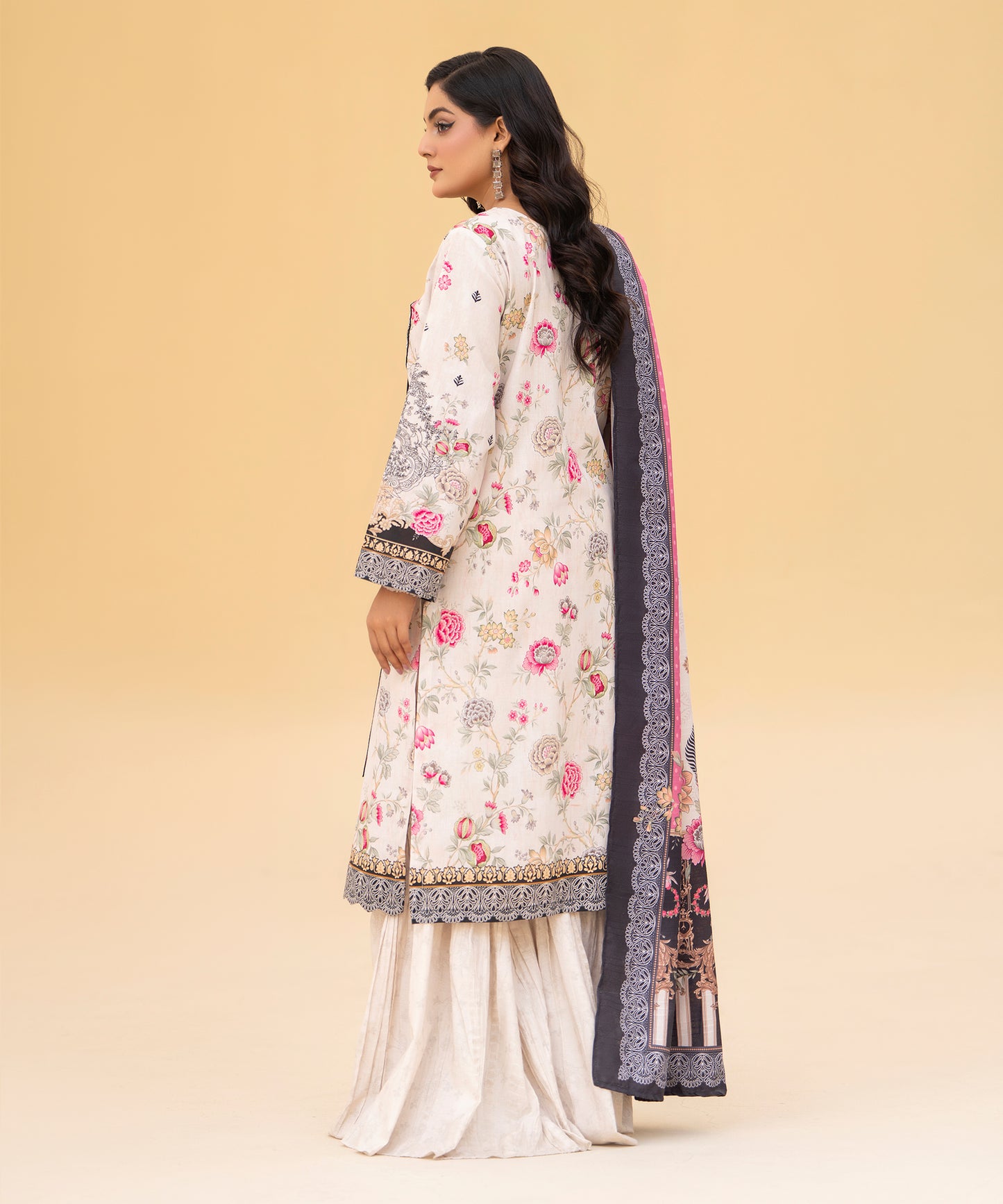 Women Printed Embroidered 3 Piece Suit - CLAC81