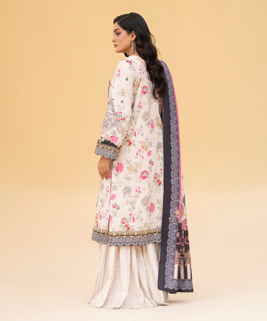 Women Printed Embroidered 3 Piece Suit - CLAC81