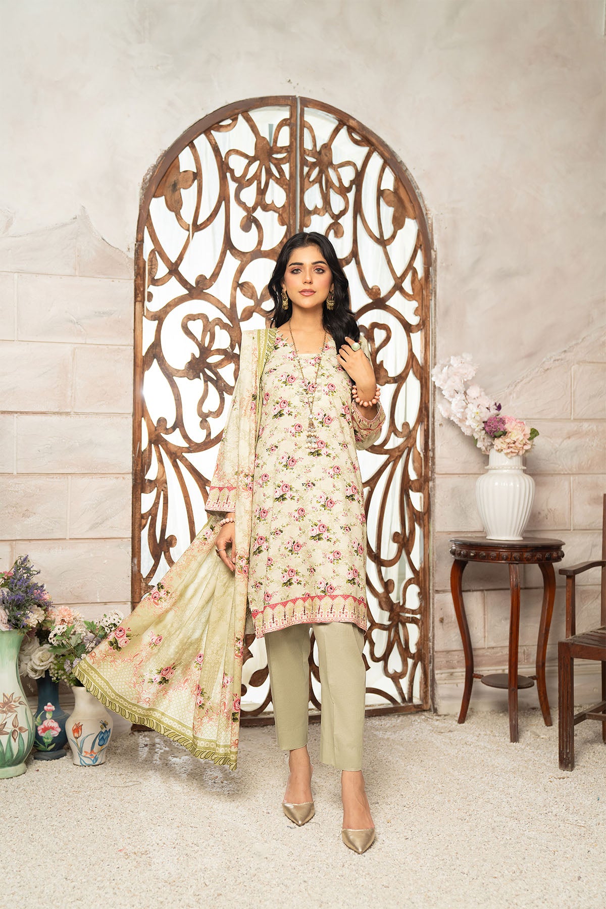 3PC Anarkali Linen Mother Collection 82