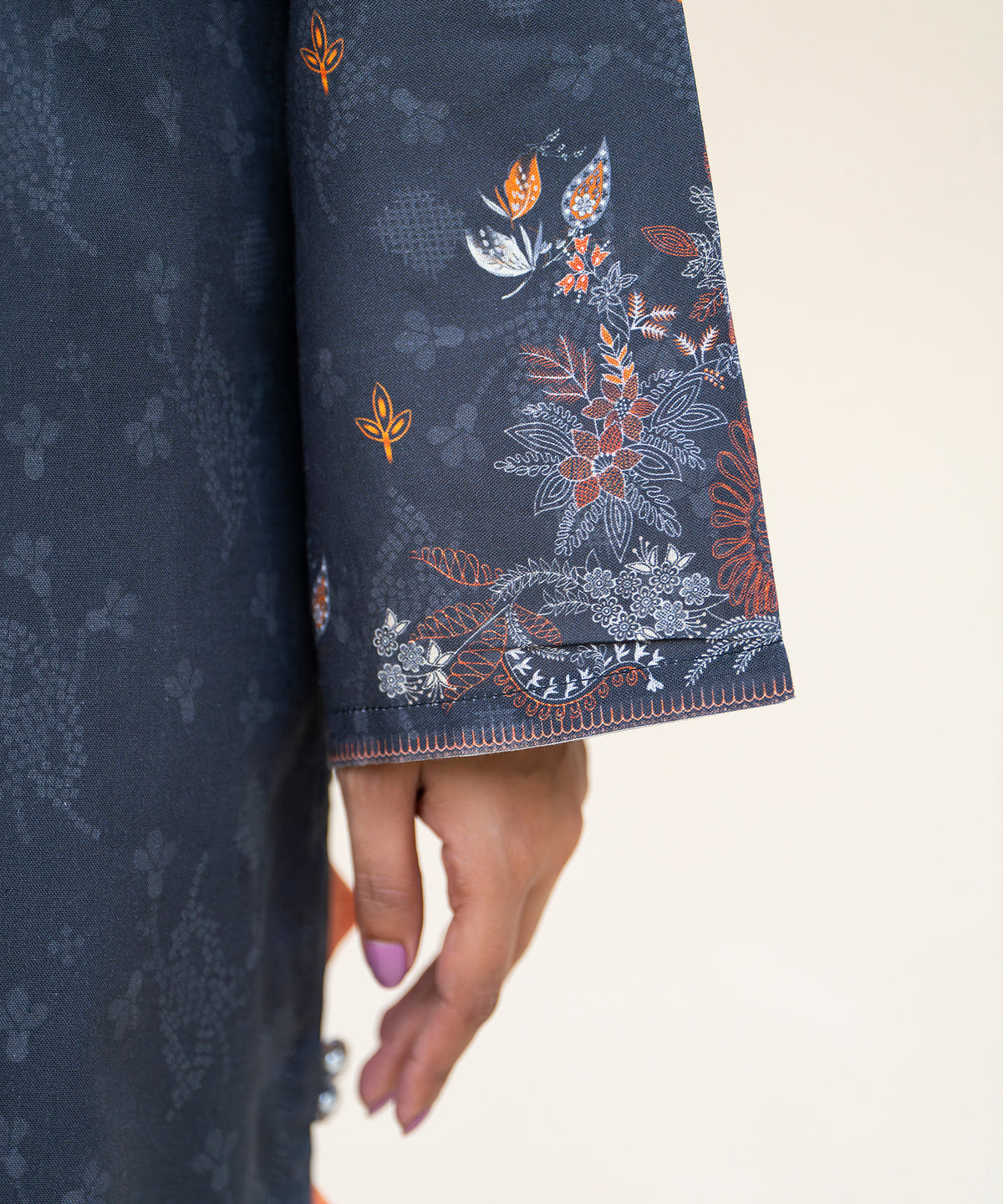 Women Printed Embroidered 3 Piece Suit - CLAC82
