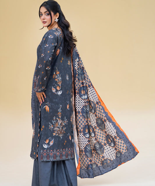 Women Printed Embroidered 3 Piece Suit - CLAC82
