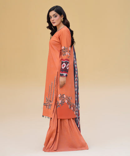 Women Printed Embroidered 3 Piece Suit - CLAC83