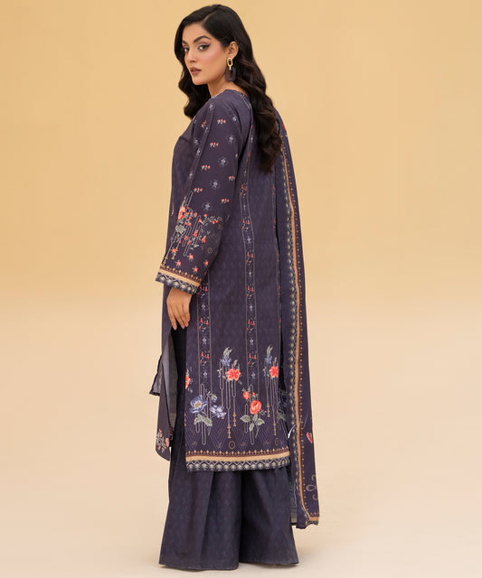 Women Printed Embroidered 3 Piece Suit - CLAC84