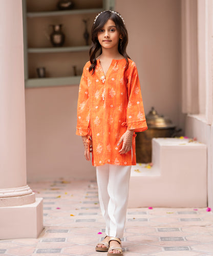 Girl Solid Embroidered 2 Piece Suit - KDS864