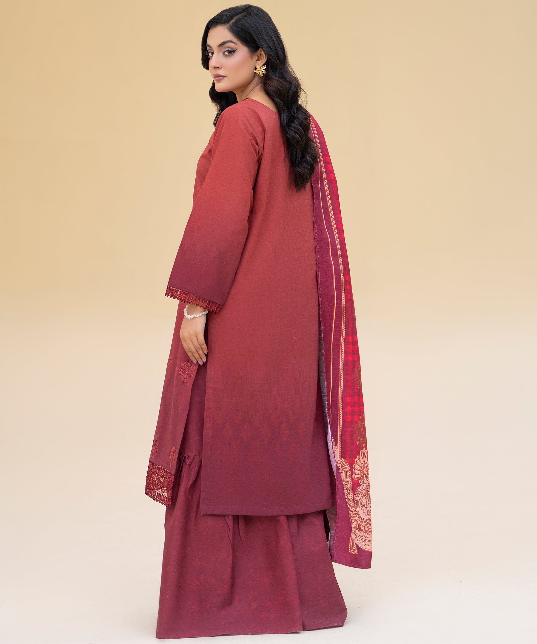 3PC Printed Embroidered Khaddar - 87