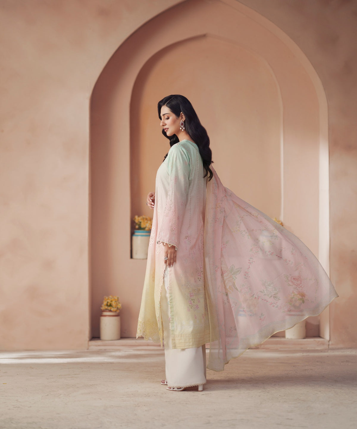 Women Solid Embroidered 3 Piece Suit - QUN072