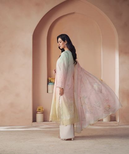 Women Solid Embroidered 3 Piece Suit - QUN072