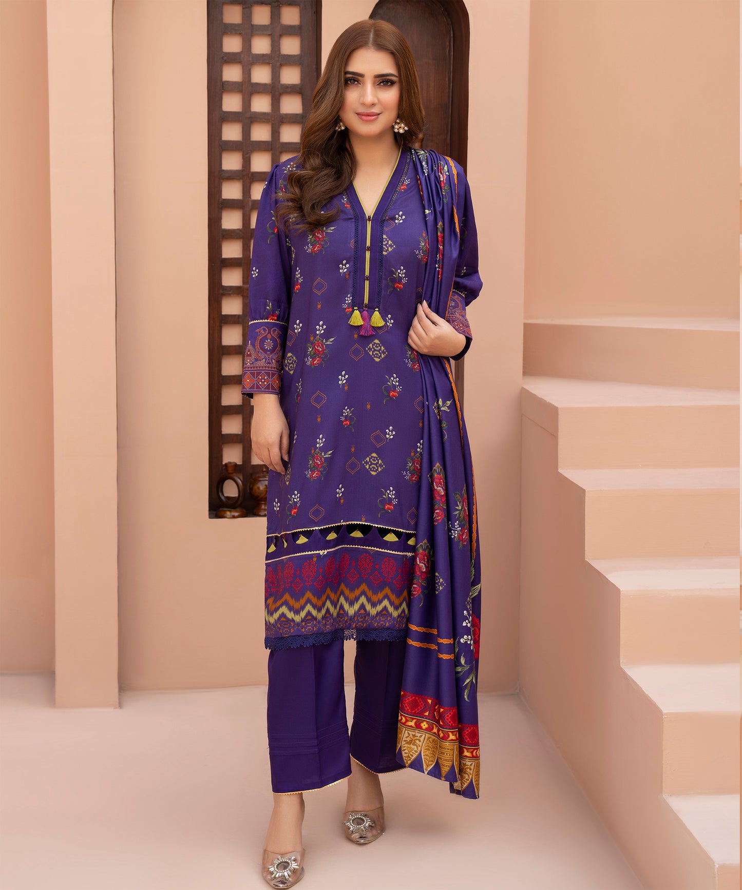 Women Printed 3 Piece Suit  - AND133