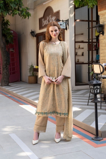 Women Solid Embroidered 3 Piece Suit - ATY001
