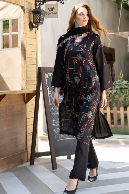 Women Solid Embroidered 3 Piece Suit - ATY003