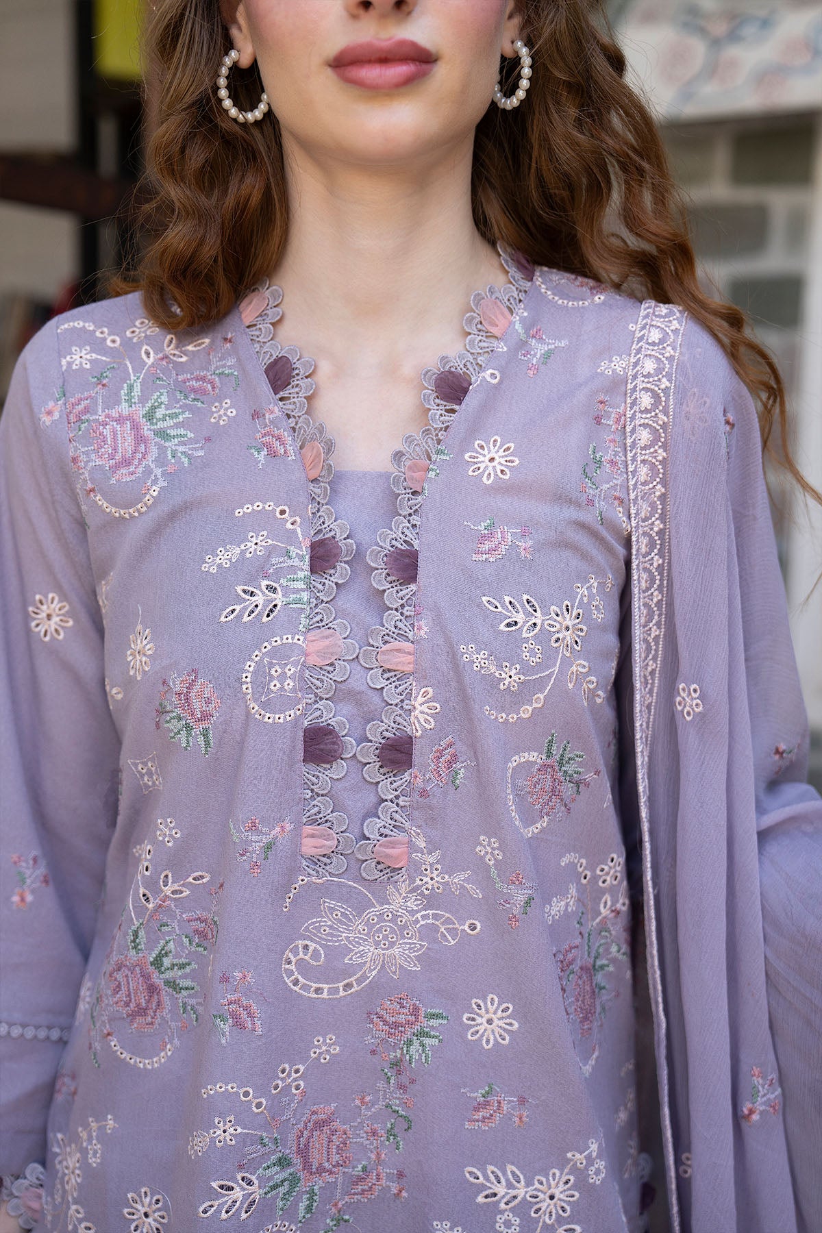 Women Solid Embroidered 3 Piece Suit - ATY005