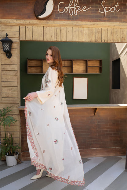 Women Solid Embroidered 3 Piece Suit - ATY007