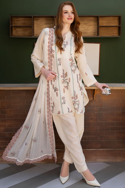 Women Solid Embroidered 3 Piece Suit - ATY007