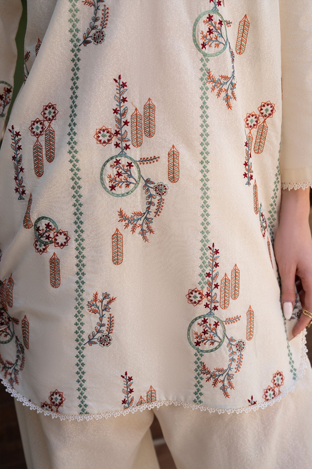 Women Solid Embroidered 3 Piece Suit - ATY007