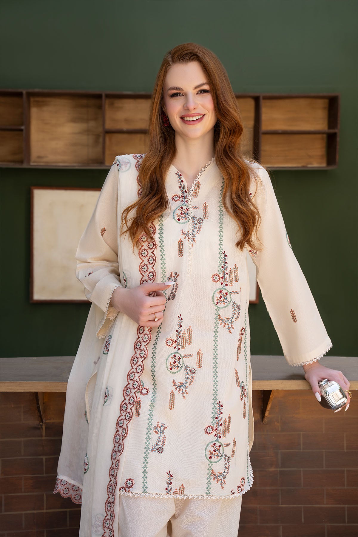 Women Solid Embroidered 3 Piece Suit - ATY007
