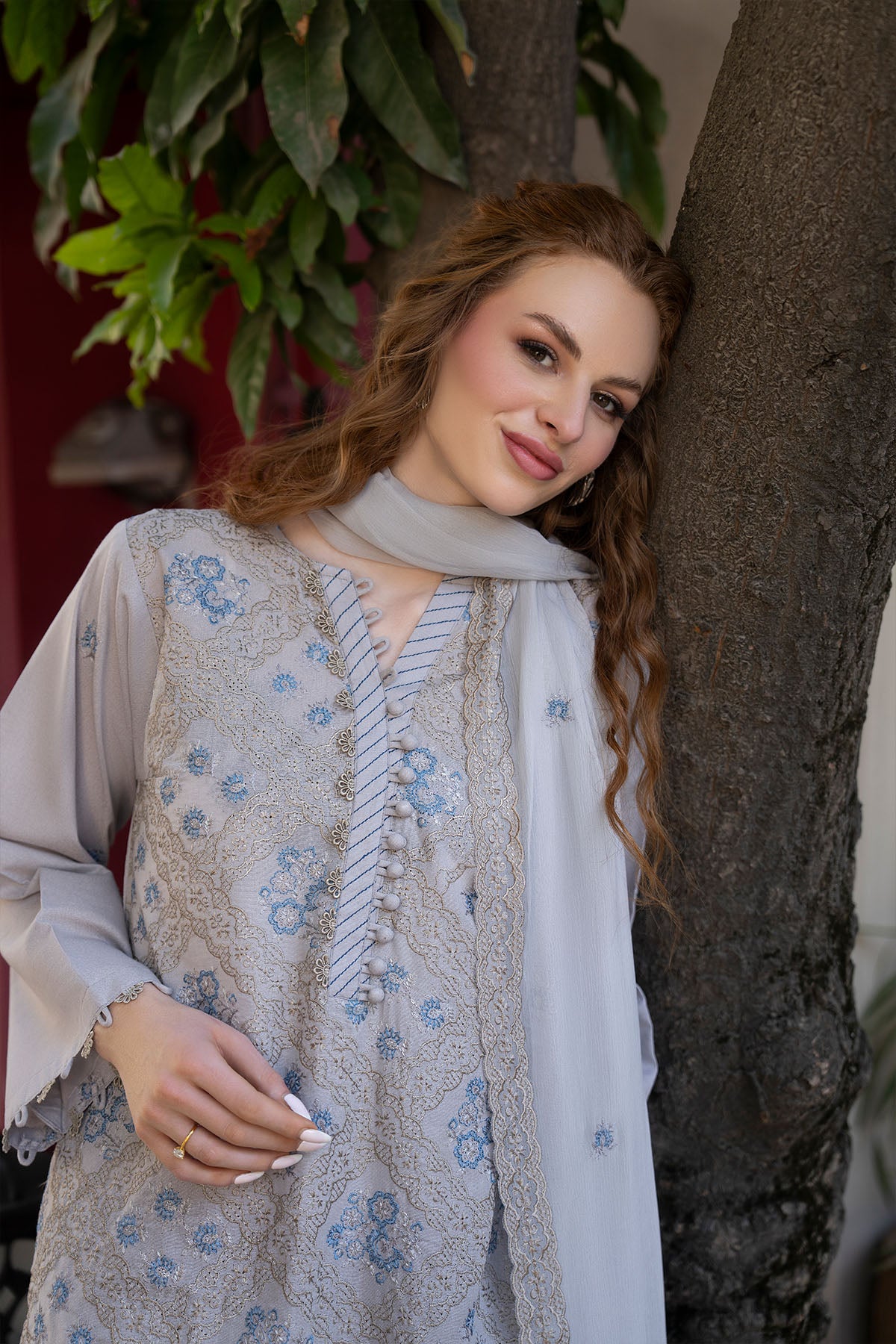 Women Solid Embroidered 3 Piece Suit - ATY009