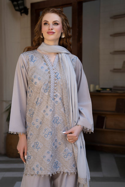 Women Solid Embroidered 3 Piece Suit - ATY009