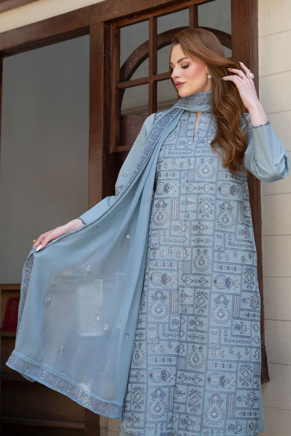 Women Solid Embroidered 3 Piece Suit - ATY010