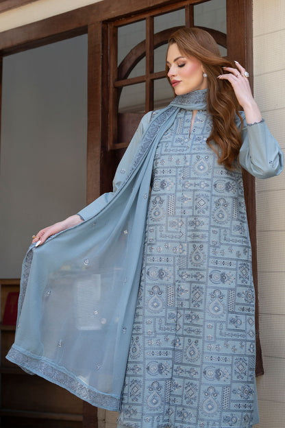 Women Solid Embroidered 3 Piece Suit - ATY010